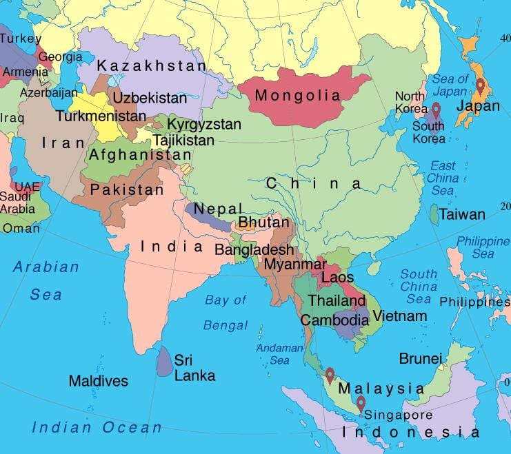 ਸਿੰਗਾਪੁਰ ਏਸ਼ੀਆ ਦਾ ਨਕਸ਼ਾ