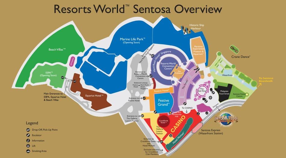 Resorts ਵਿਸ਼ਵ Sentosa ਨਕਸ਼ਾ